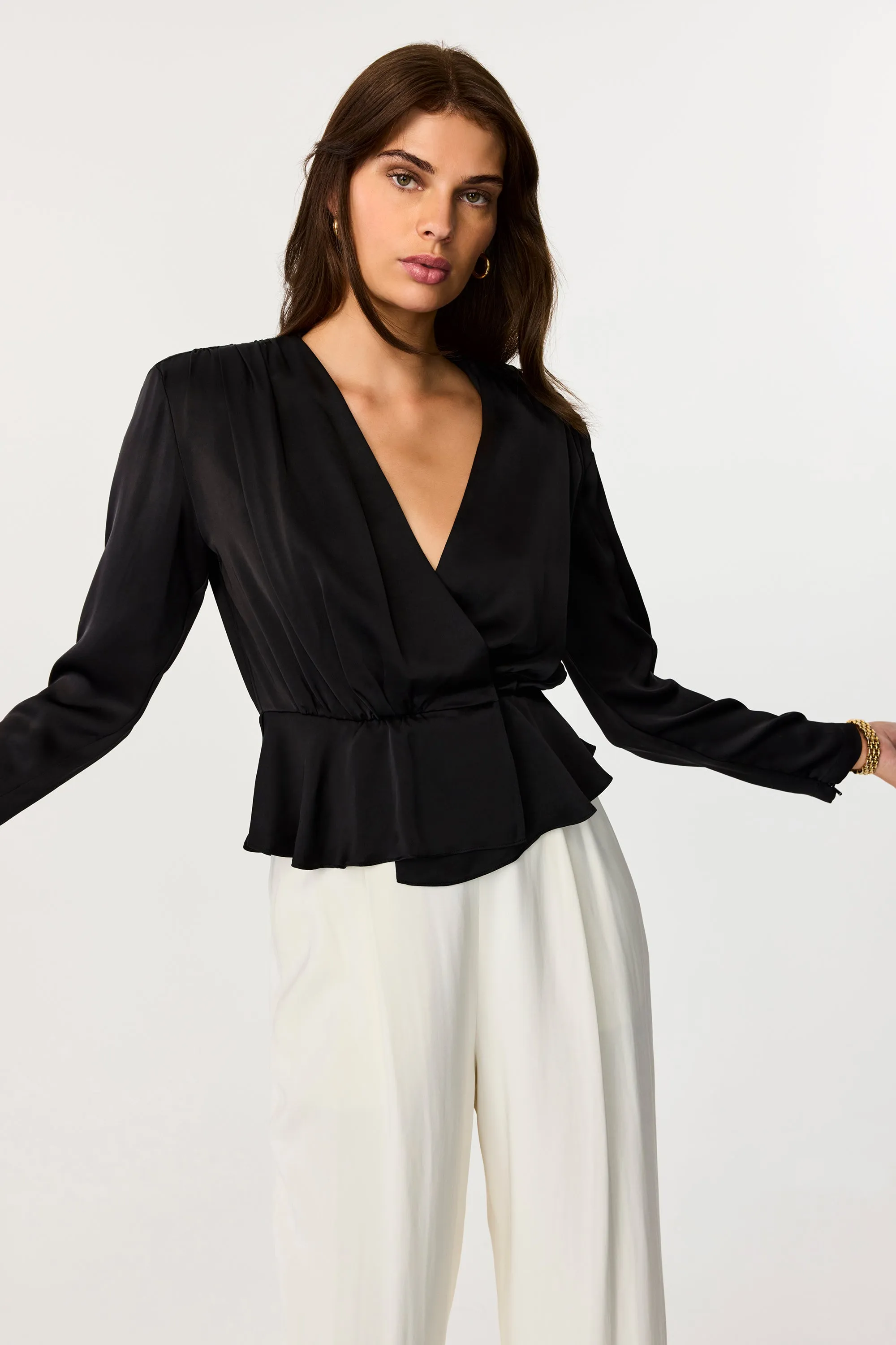 Adeline Silk Peplum Top