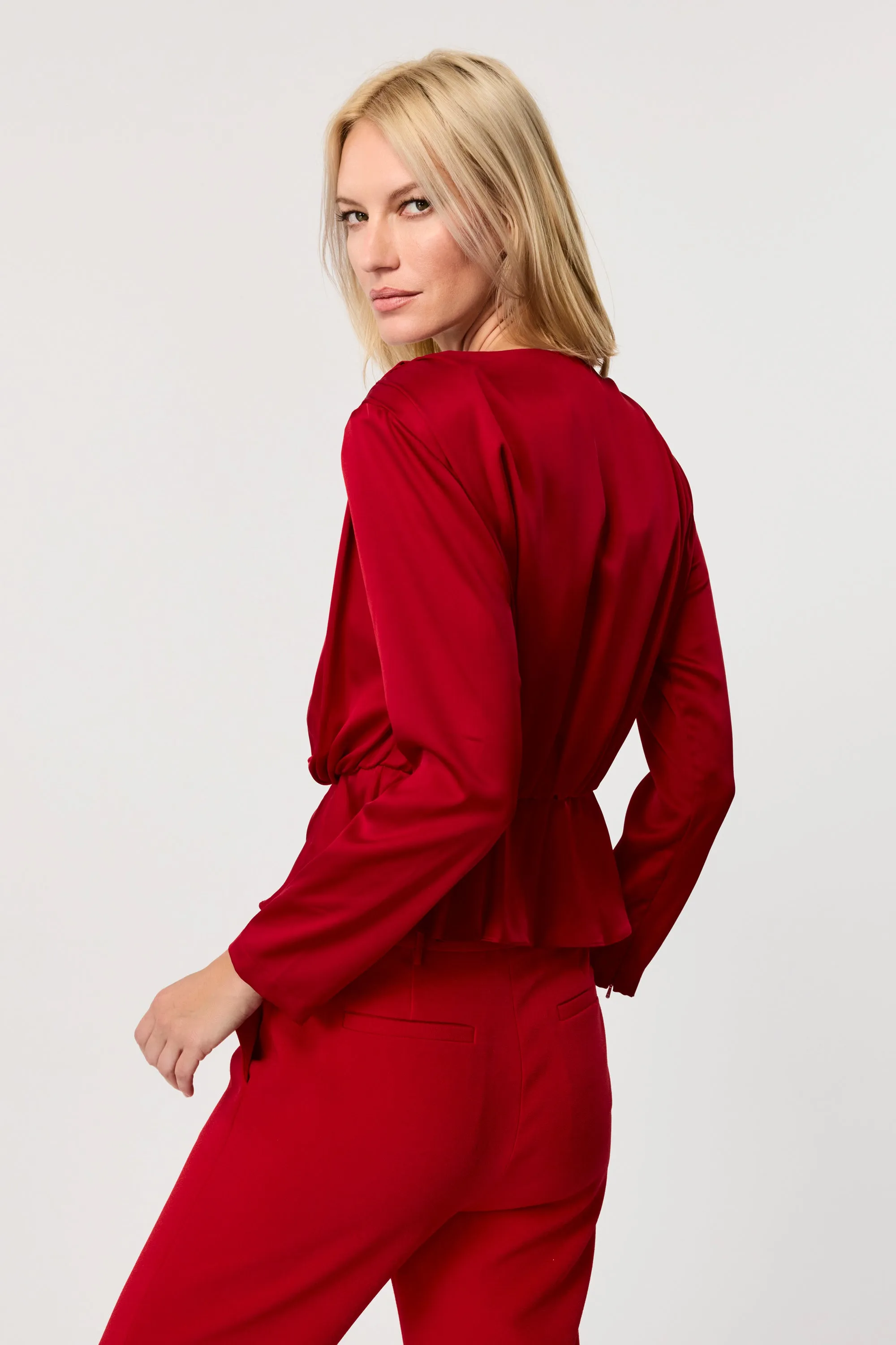 Adeline Silk Peplum Top