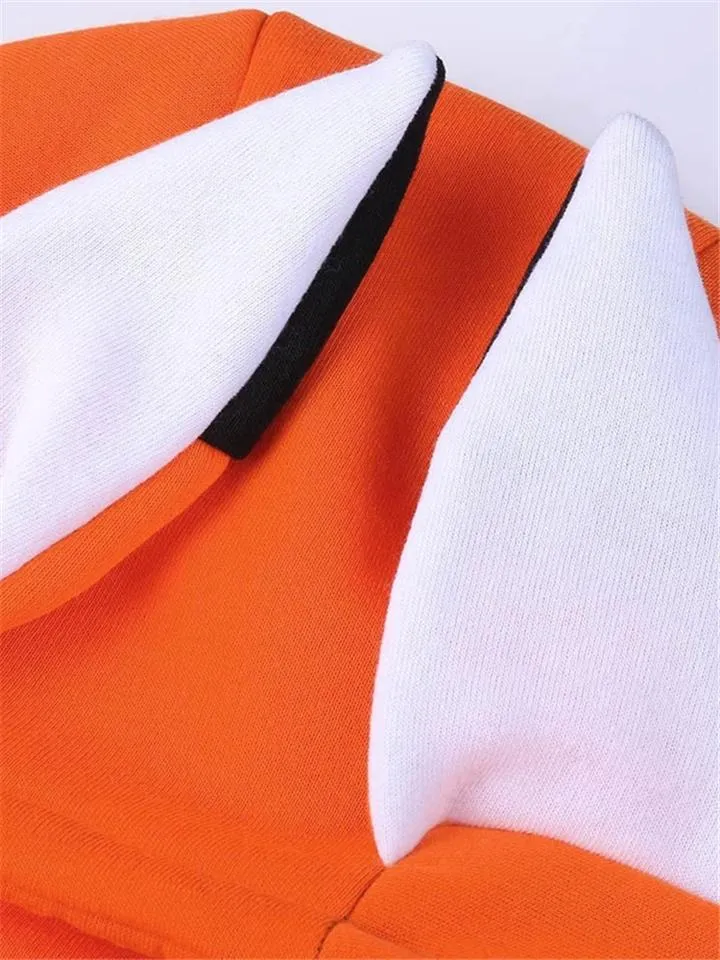 Adorable Fox Ear Drawstring Hooded Full Zipper Sweatshirt