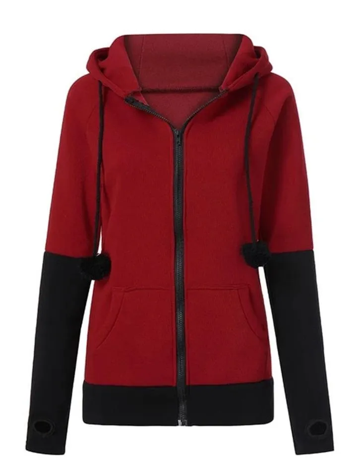 Adorable Fox Ear Drawstring Hooded Full Zipper Sweatshirt