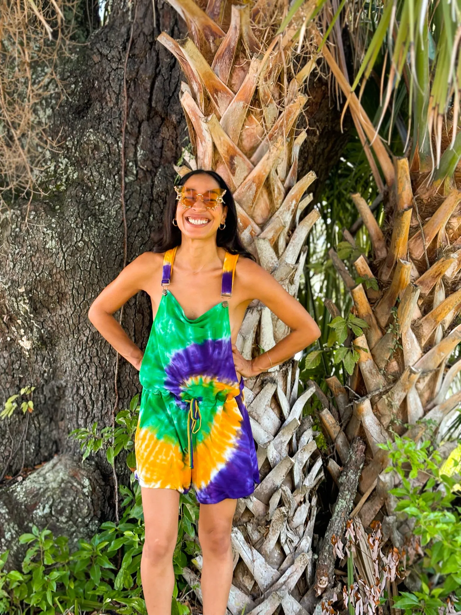 Adult Tie Dye Swirl Short Overalls