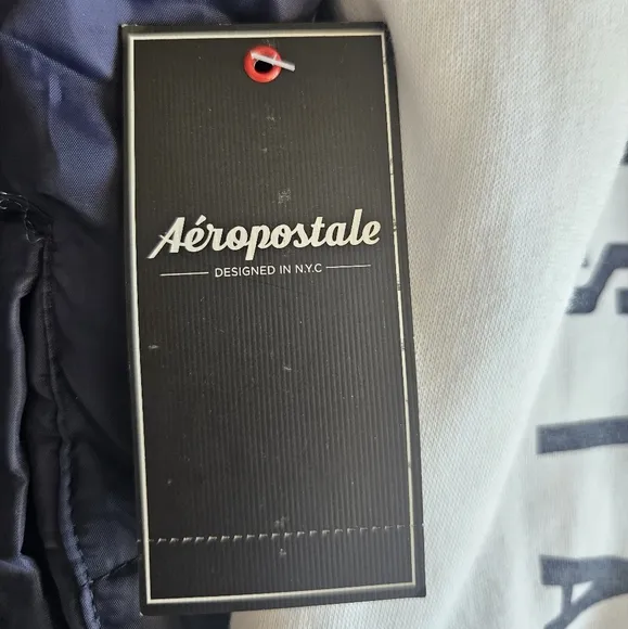 Aeropostale Y2K Inspired Puffer Vest Hooded Sweatshirt Jacket Navy Blue NWT SzS