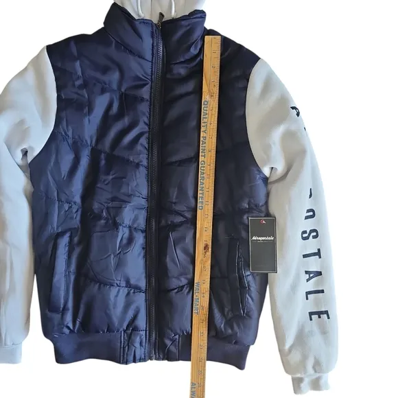 Aeropostale Y2K Inspired Puffer Vest Hooded Sweatshirt Jacket Navy Blue NWT SzS