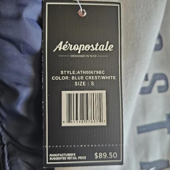 Aeropostale Y2K Inspired Puffer Vest Hooded Sweatshirt Jacket Navy Blue NWT SzS
