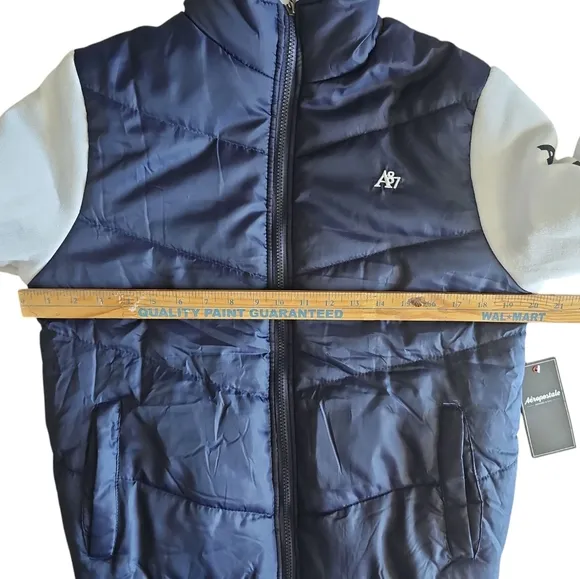 Aeropostale Y2K Inspired Puffer Vest Hooded Sweatshirt Jacket Navy Blue NWT SzS