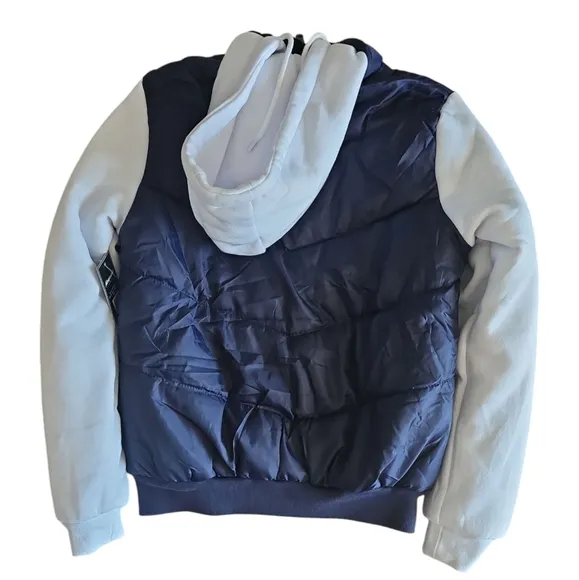 Aeropostale Y2K Inspired Puffer Vest Hooded Sweatshirt Jacket Navy Blue NWT SzS