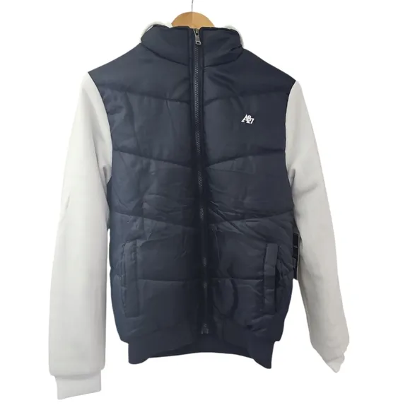 Aeropostale Y2K Inspired Puffer Vest Hooded Sweatshirt Jacket Navy Blue NWT SzS