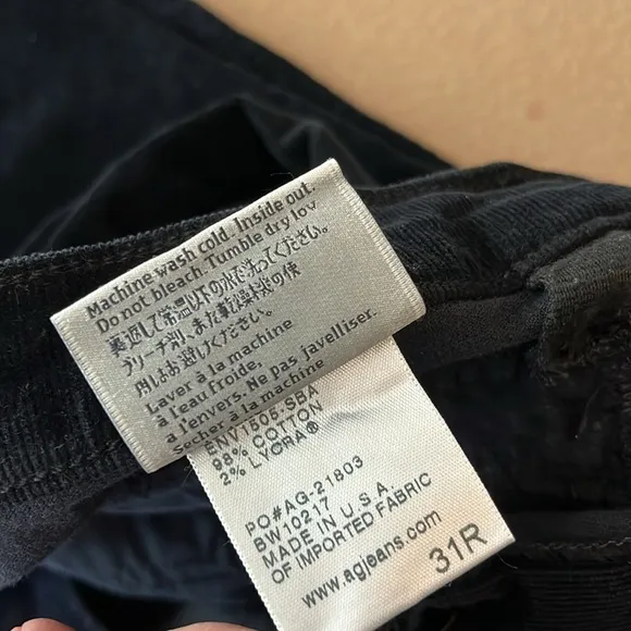AG Adriano Goldschmied The Moto Stevie Ankle Midrise Straight Corduroy Pant- 31