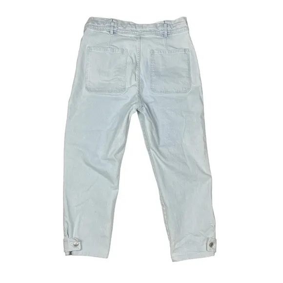 A.L.C. Light Bleached Wash High Rise Button Cuff Straight Leg Jeans