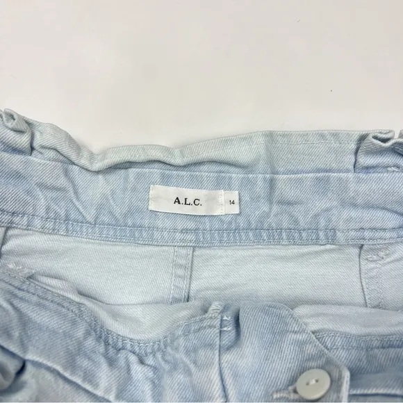 A.L.C. Light Bleached Wash High Rise Button Cuff Straight Leg Jeans