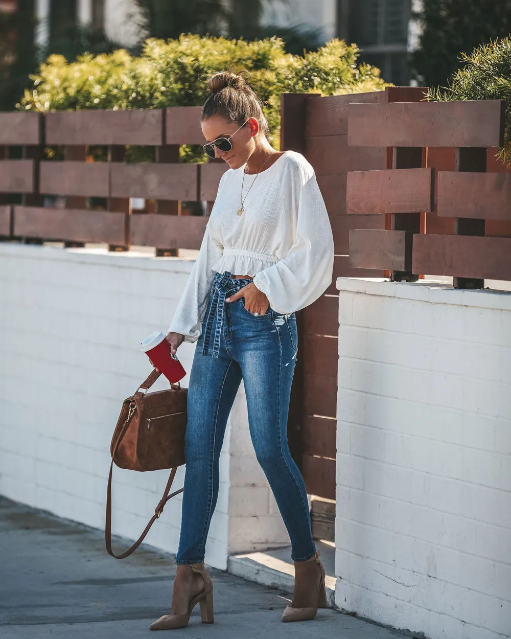 All In Good Fun Ruffled Cuffs Top - White