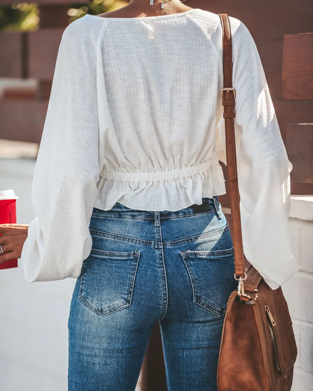 All In Good Fun Ruffled Cuffs Top - White