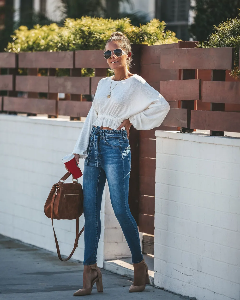 All In Good Fun Ruffled Cuffs Top - White