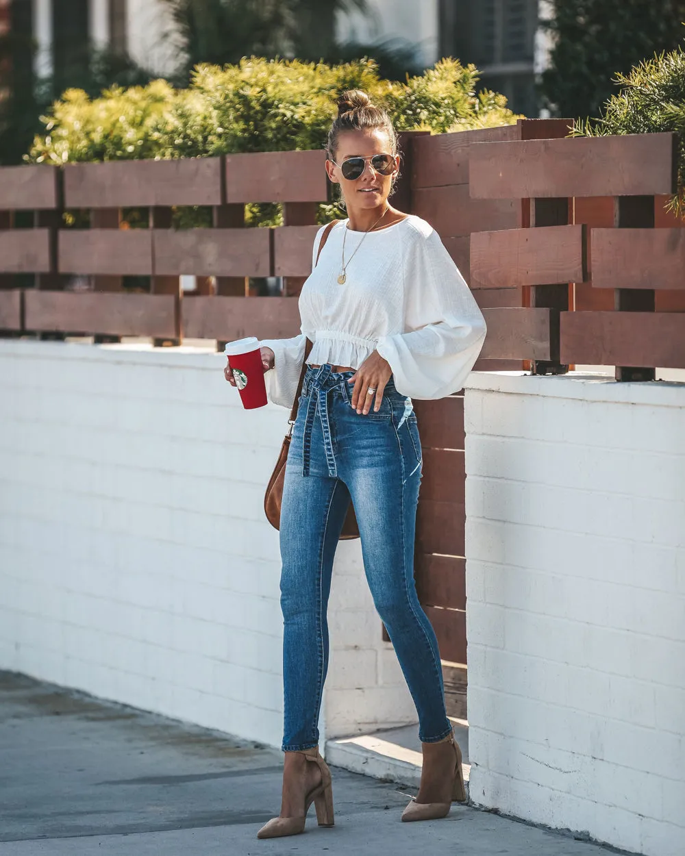 All In Good Fun Ruffled Cuffs Top - White