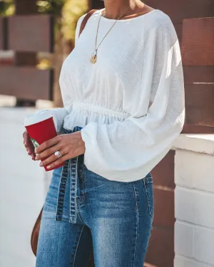 All In Good Fun Ruffled Cuffs Top - White