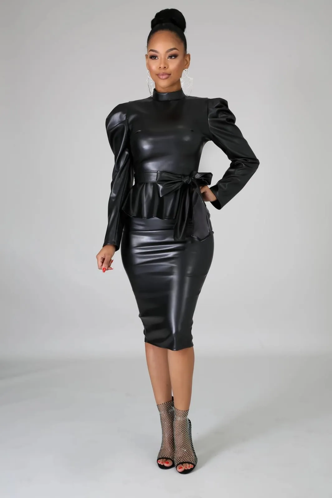Always Mine PU Leather Skirt Set