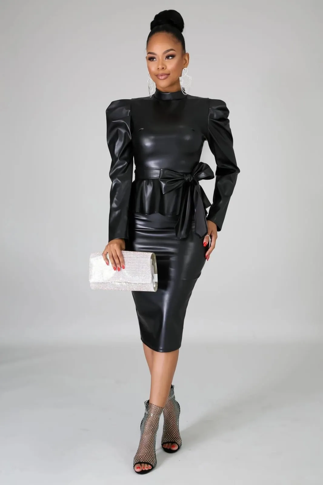 Always Mine PU Leather Skirt Set