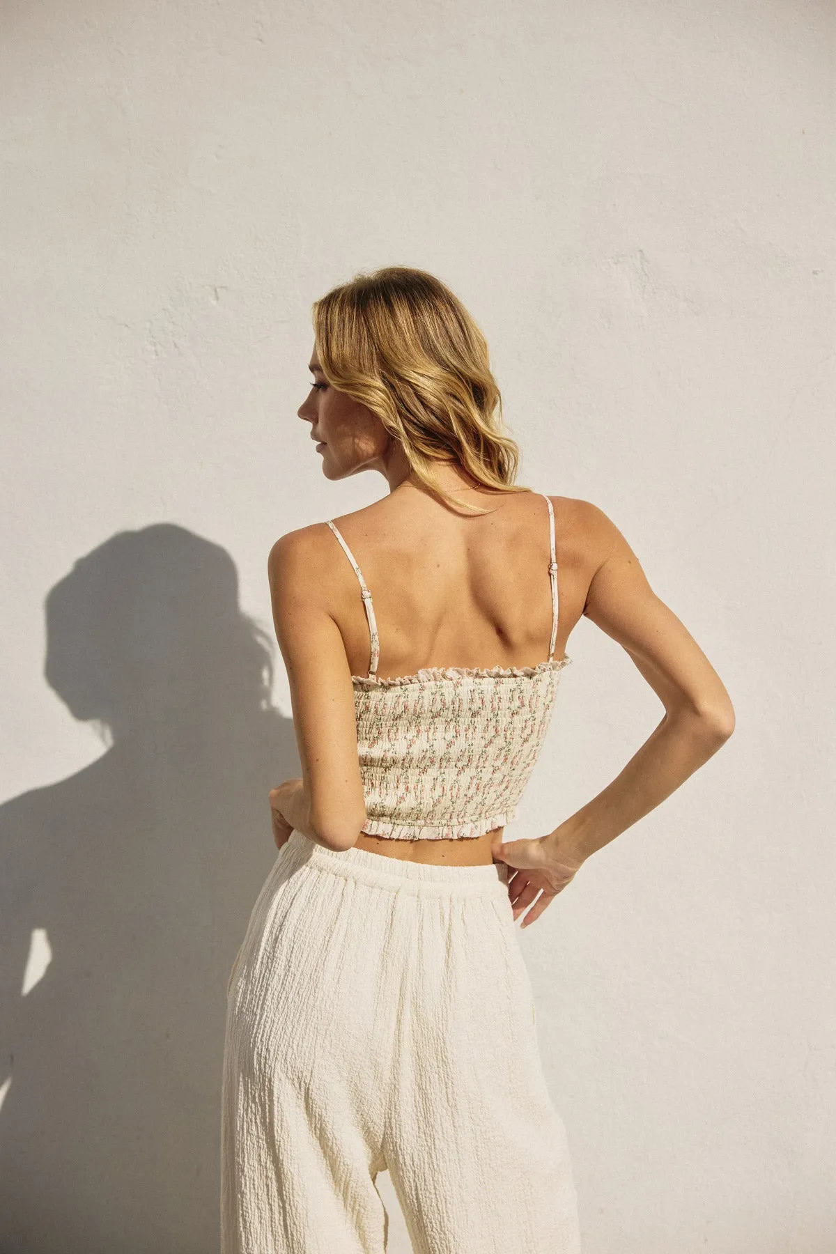 Amelie Smocked Sweetheart Crop Top