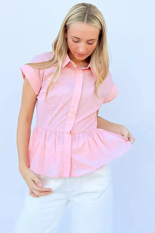 And The Why Cap Sleeve Peplum Shirt