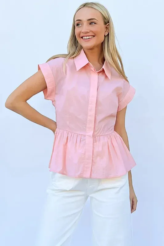 And The Why Cap Sleeve Peplum Shirt