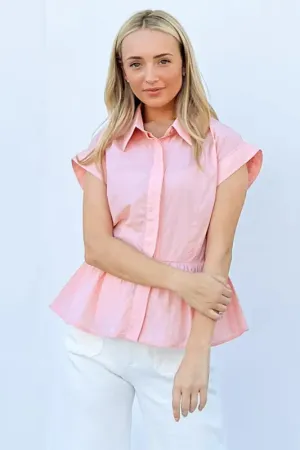 And The Why Cap Sleeve Peplum Shirt