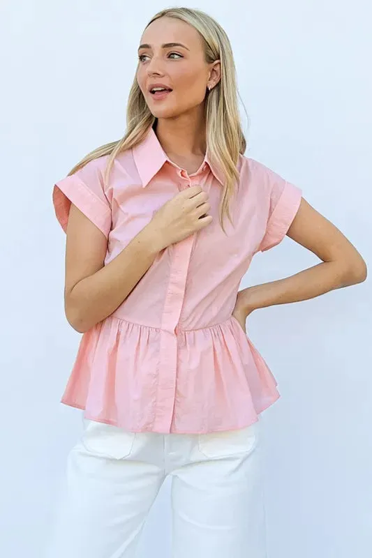 And The Why Cap Sleeve Peplum Shirt