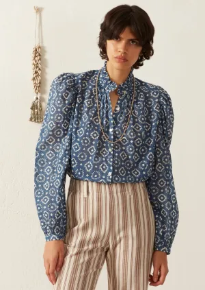Annabel Indigo Mosaic Shirt, Blue Indigo