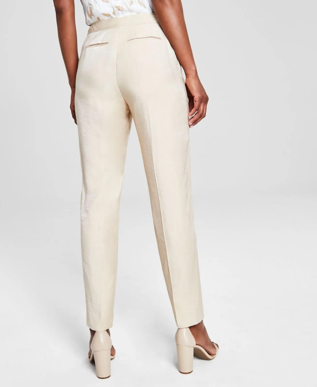 Anne Klein Women's Shimmer Twill Side-Zip Straight-Leg Pants 10869741