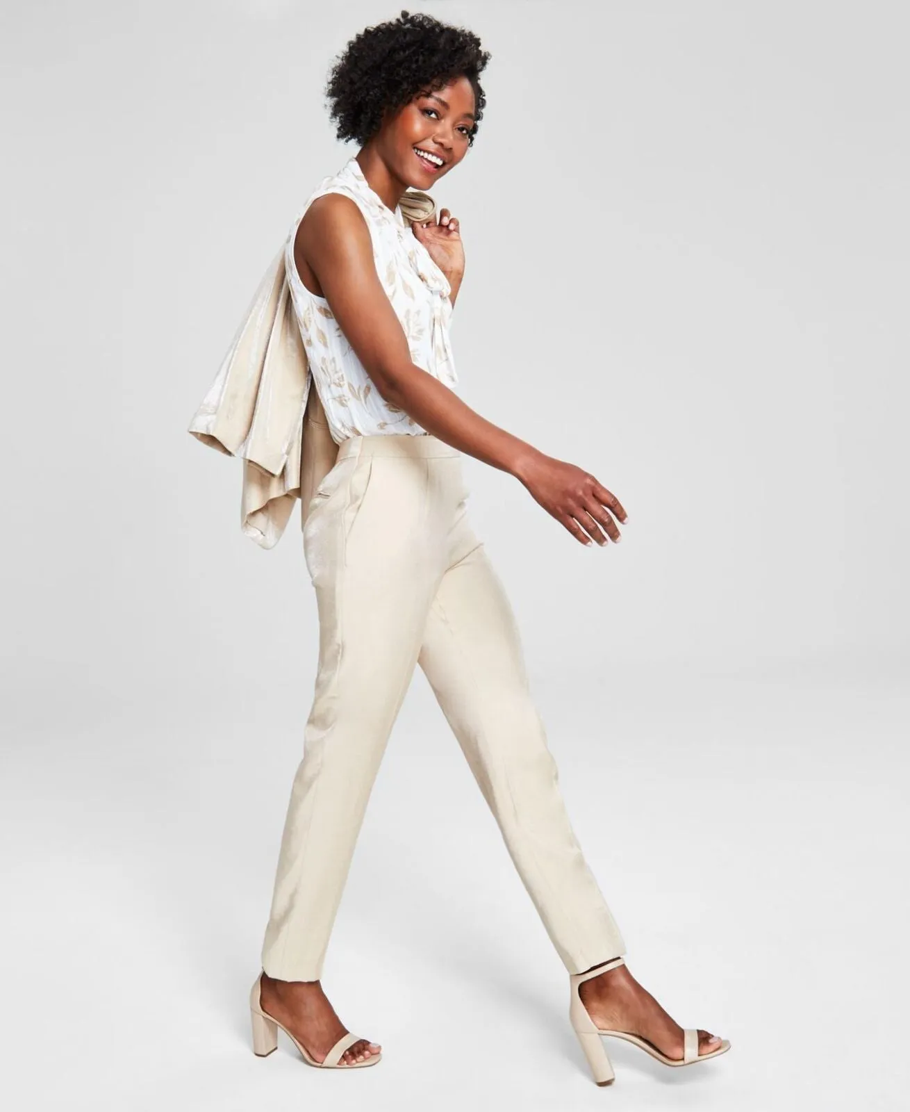 Anne Klein Women's Shimmer Twill Side-Zip Straight-Leg Pants 10869741