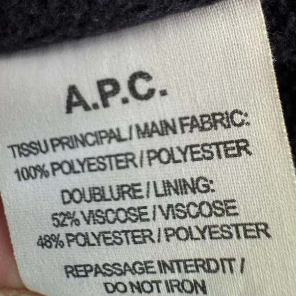 A.P.C. Rue Madame Paris Navy Puffer Coat