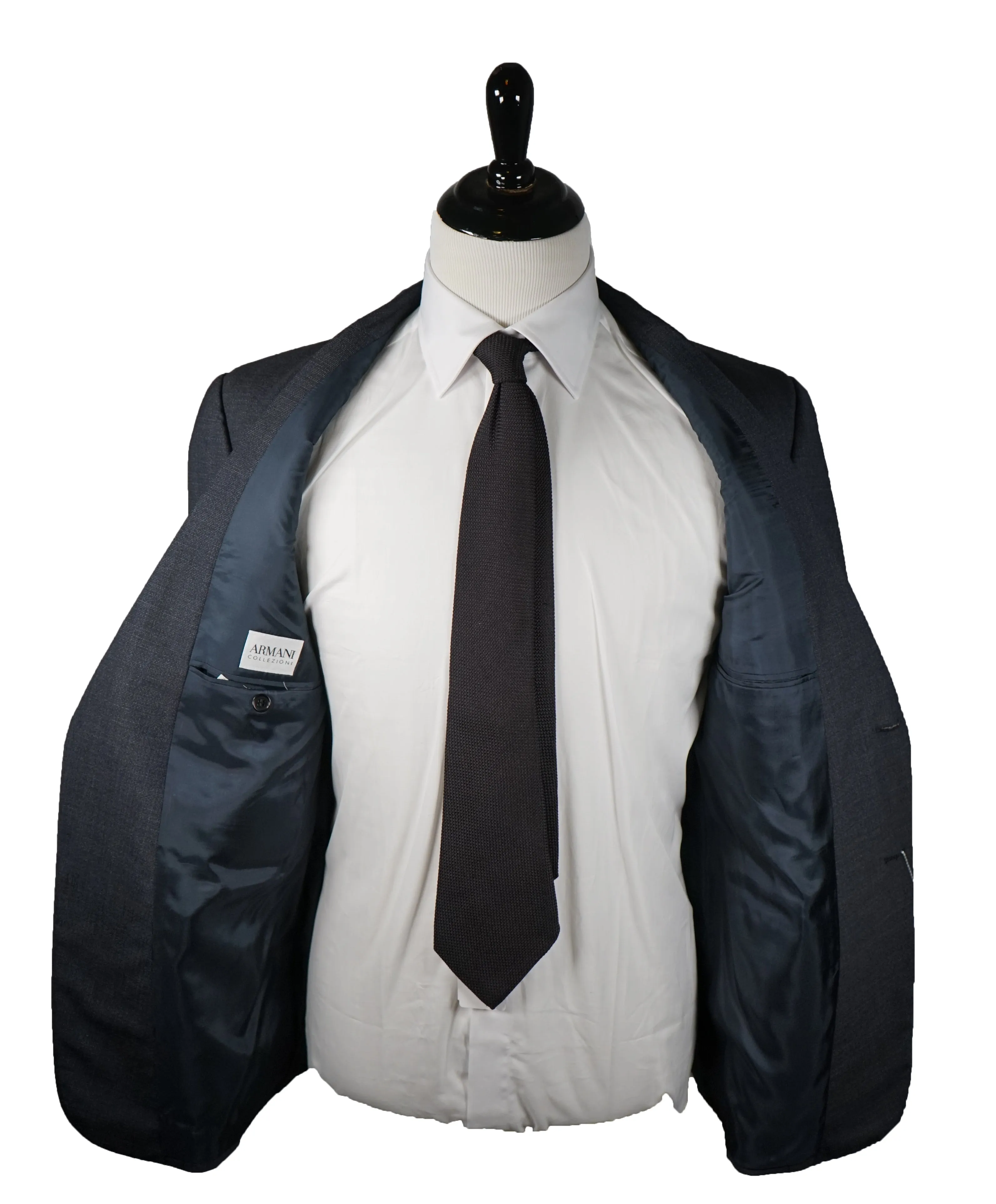 ARMANI COLLEZIONI - Abstract Basket Weave Gray & Blue Suit - 42R