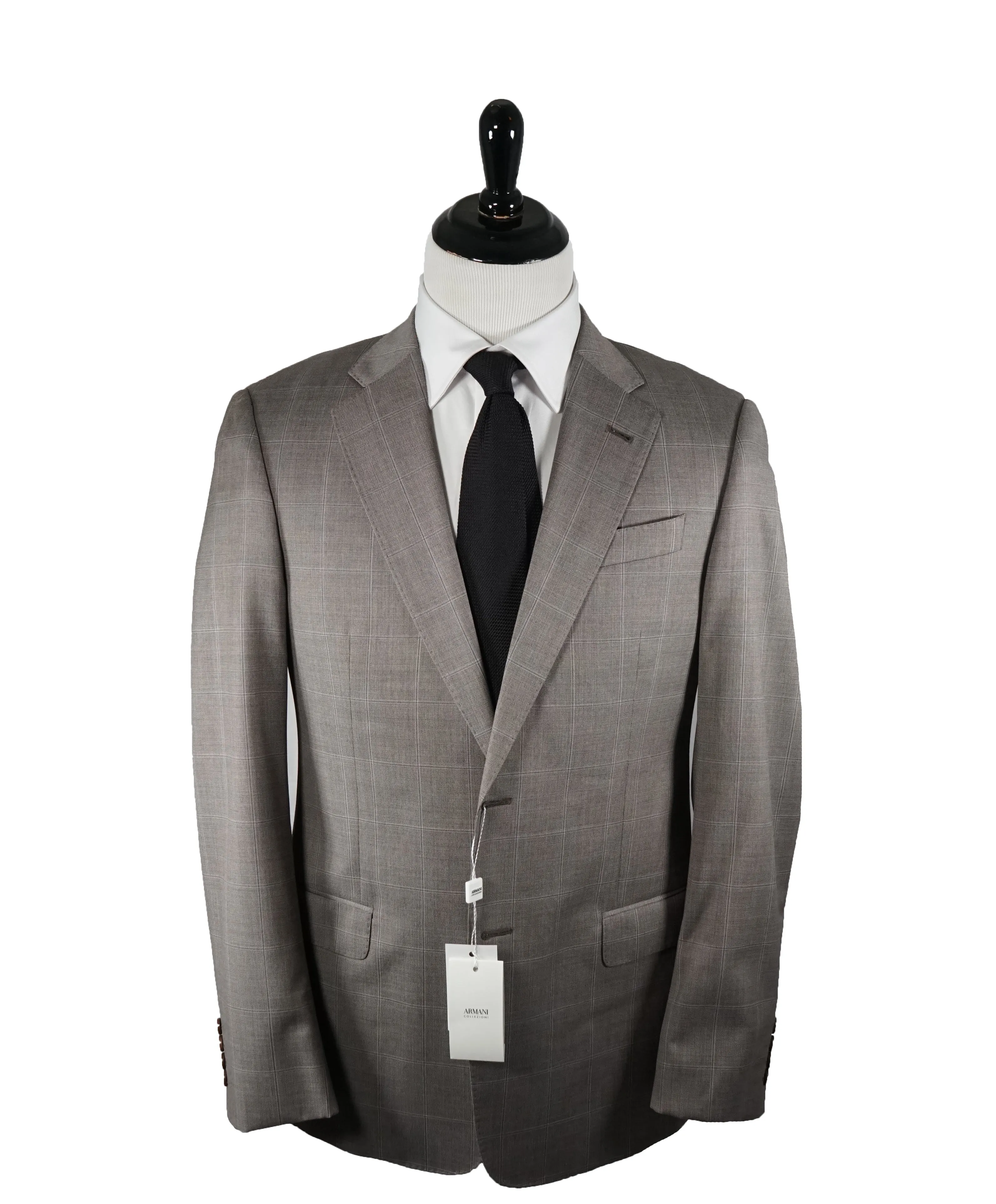 ARMANI COLLEZIONI - Gray & Brown Blue Windowpane Suit “G Line” - 40R