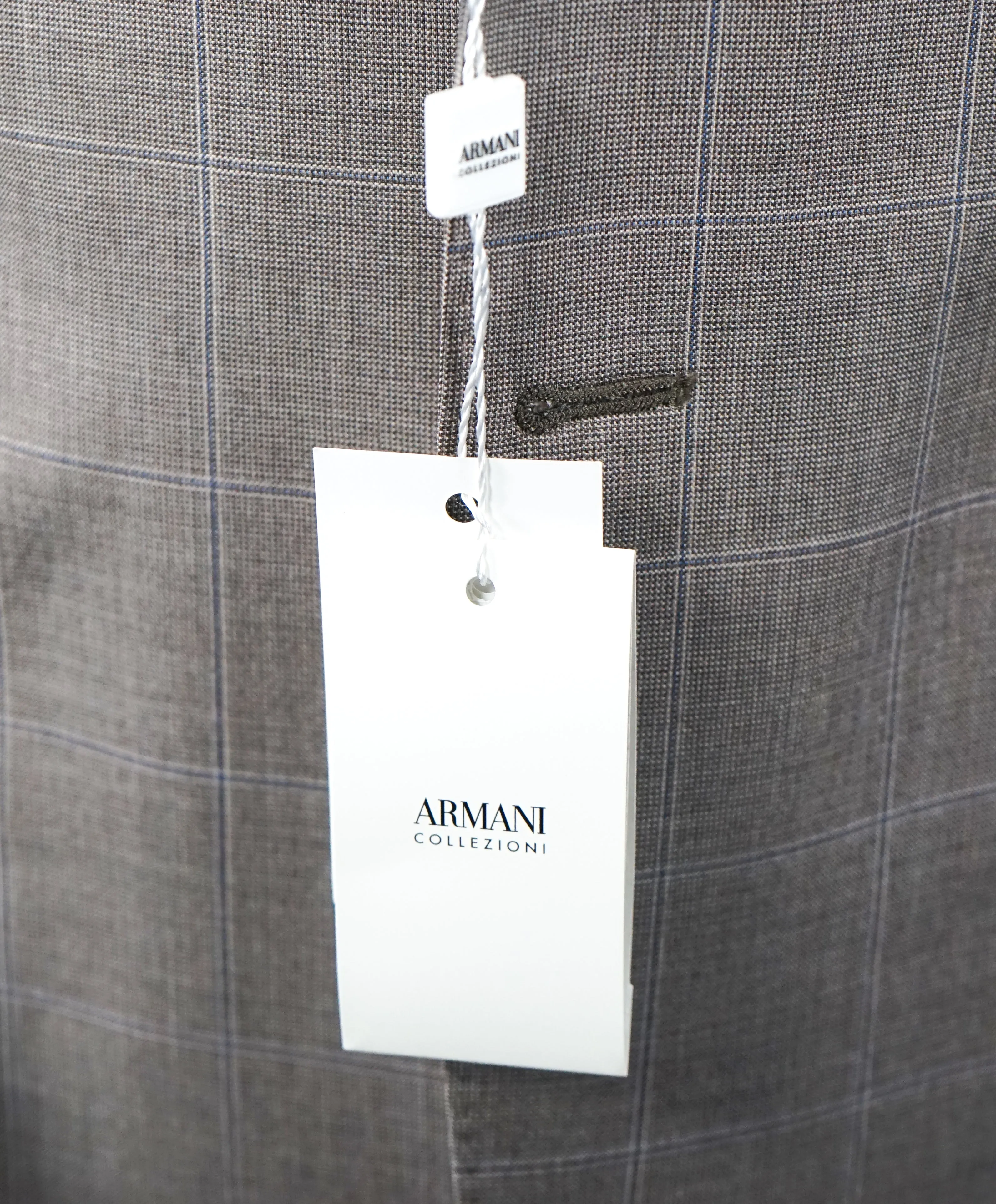 ARMANI COLLEZIONI - Gray & Brown Blue Windowpane Suit “G Line” - 40R