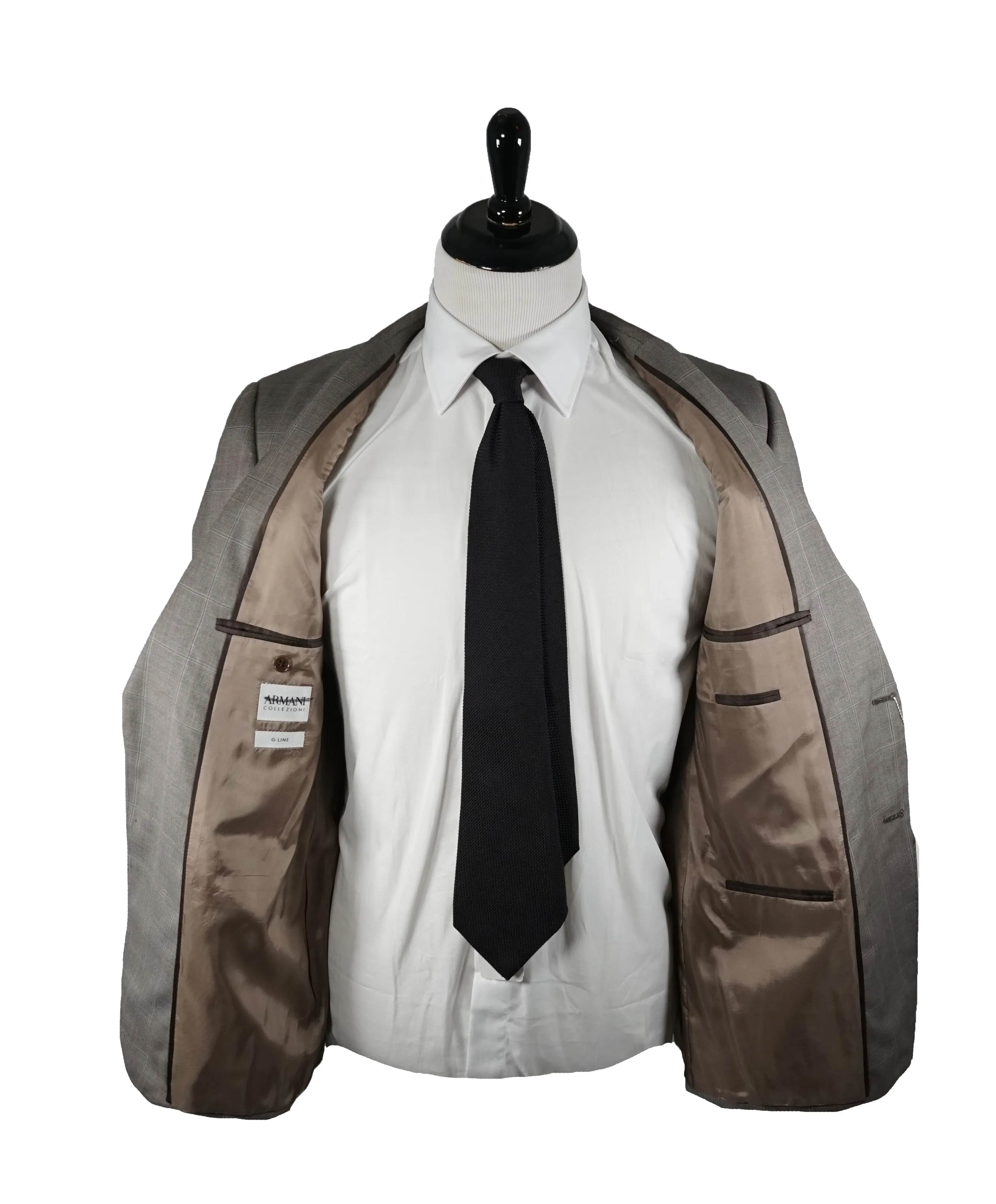 ARMANI COLLEZIONI - Gray & Brown Blue Windowpane Suit “G Line” - 40R