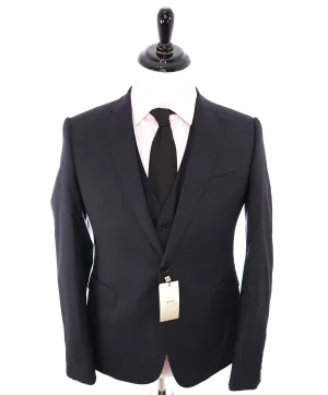 ARMANI COLLEZIONI - “M Line” 3-Piece Navy Solid Suit With Pick Stitching -  46R