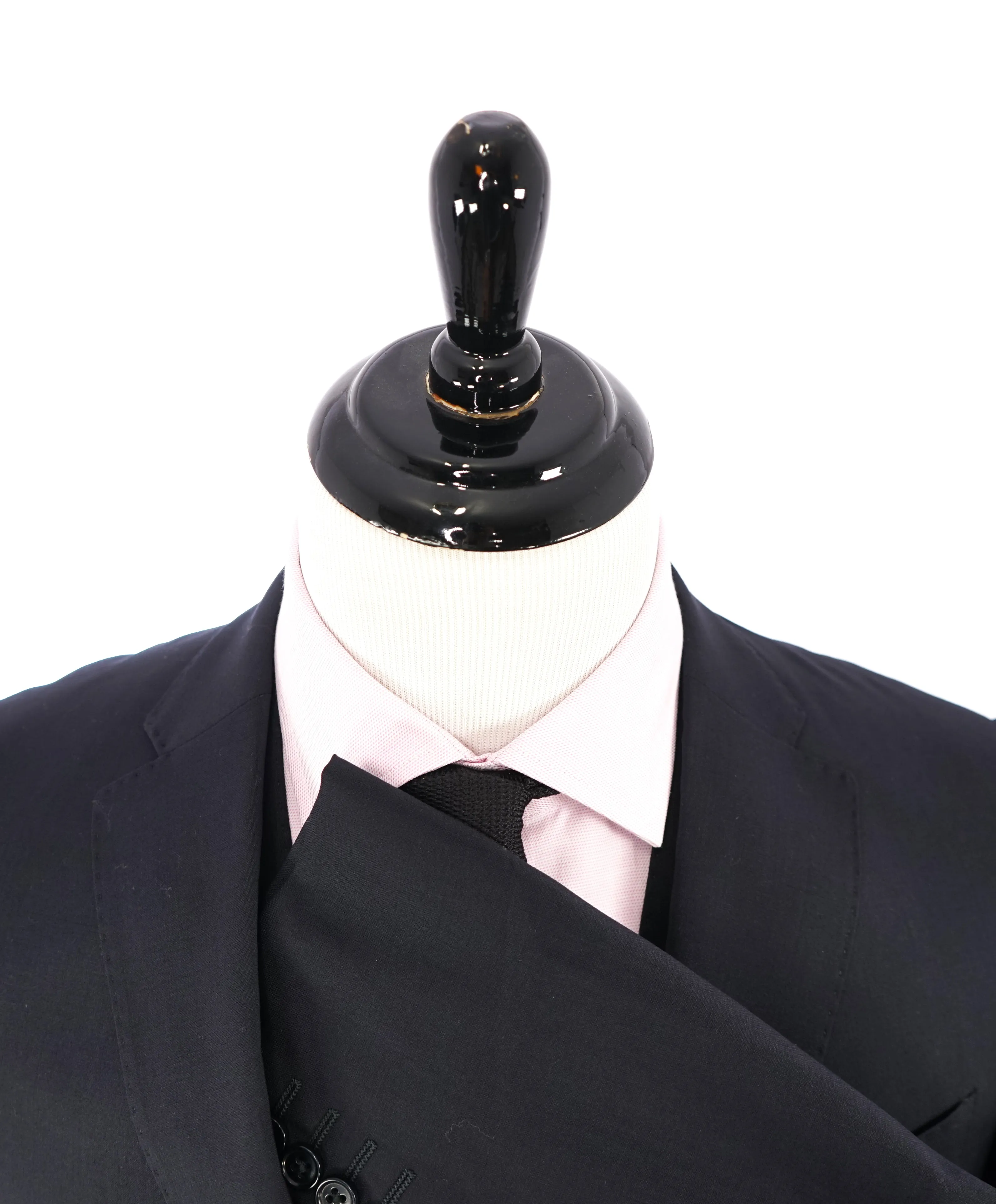 ARMANI COLLEZIONI - “M Line” 3-Piece Navy Solid Suit With Pick Stitching -  46R