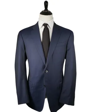 ARMANI COLLEZIONI - Textured Blue Tonal Stripe “G Line” Super 130’s Wool Suit - 48R