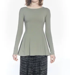 Atarah Peplum Long Sleeve Top In Olive