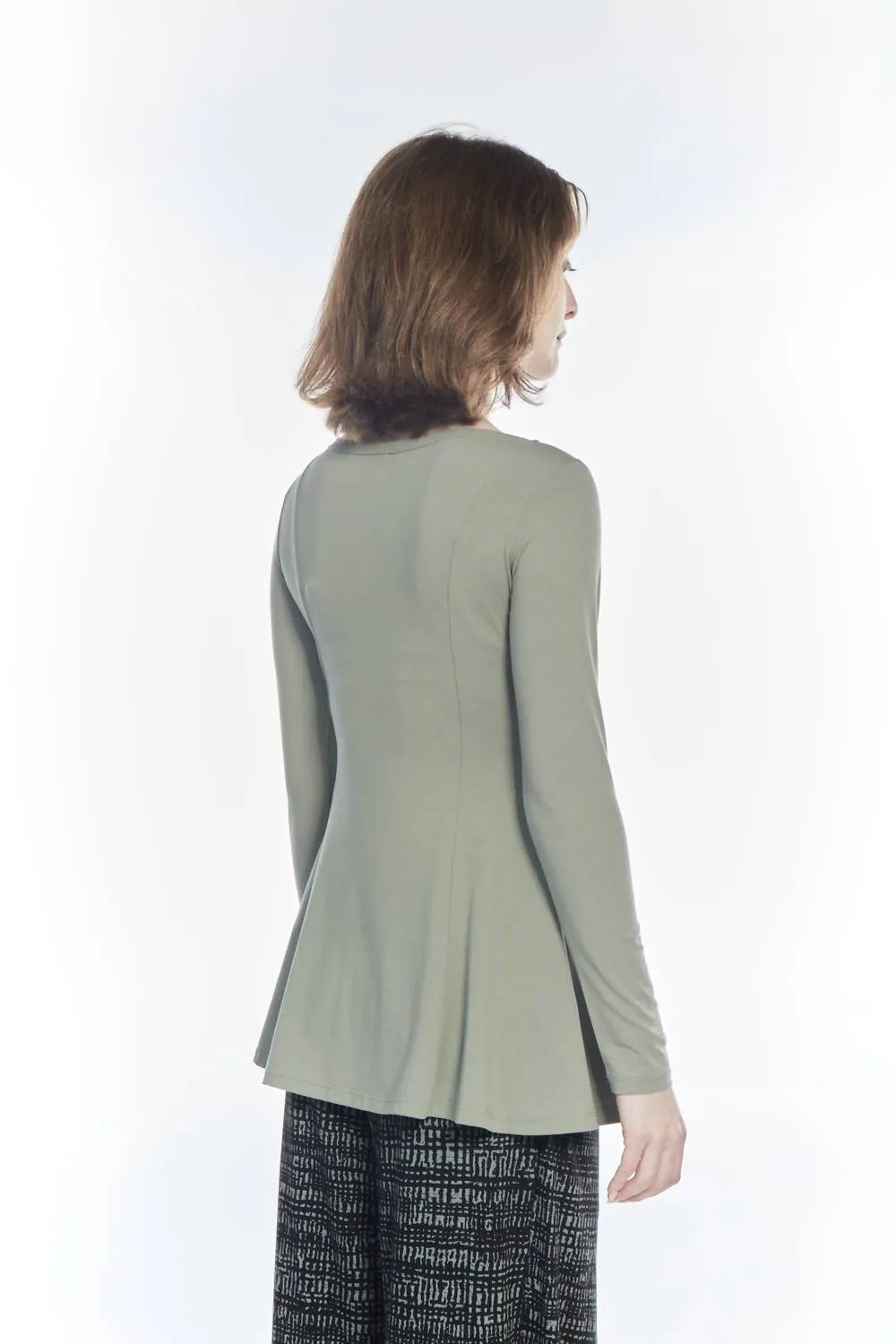 Atarah Peplum Long Sleeve Top In Olive