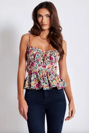 Athena Peplum Top-Flora