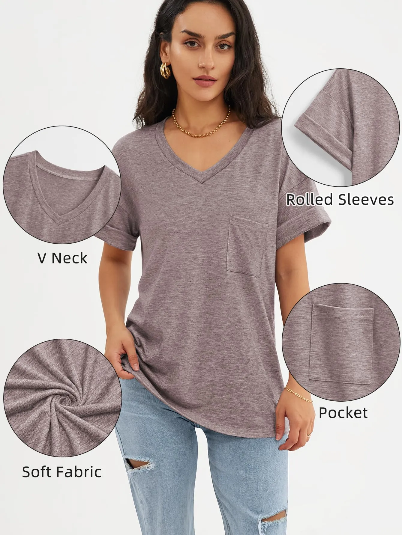 ATHMILE Womens Tops Short Sleeve Shirts for Women 2024 Valentines Day Shirts Summer Casual T Shirts Gray Purple