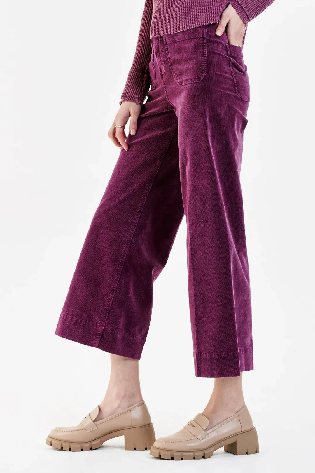 Audrey Wide Leg Corduroy Pant Purple Potion
