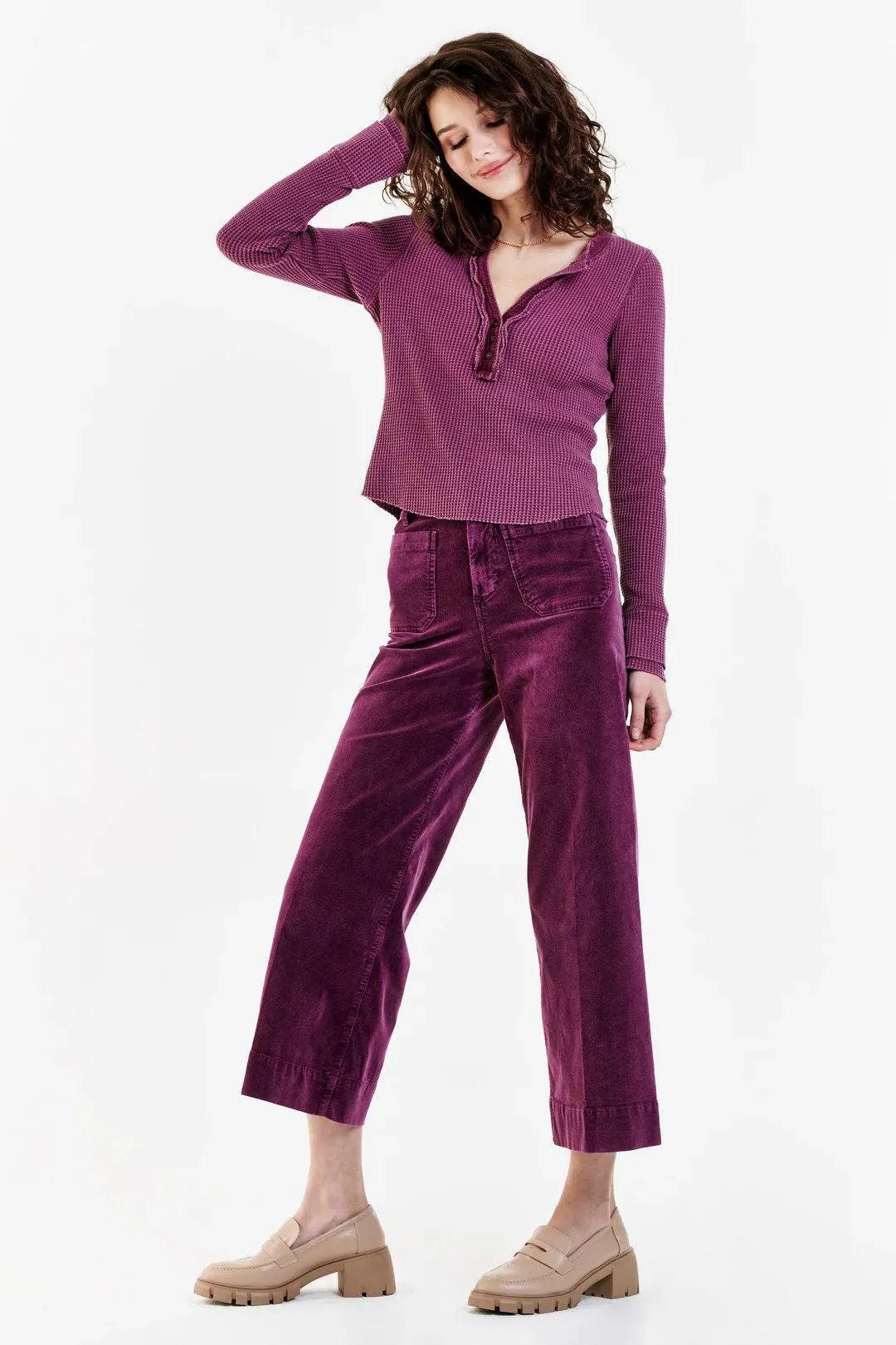 Audrey Wide Leg Corduroy Pant Purple Potion