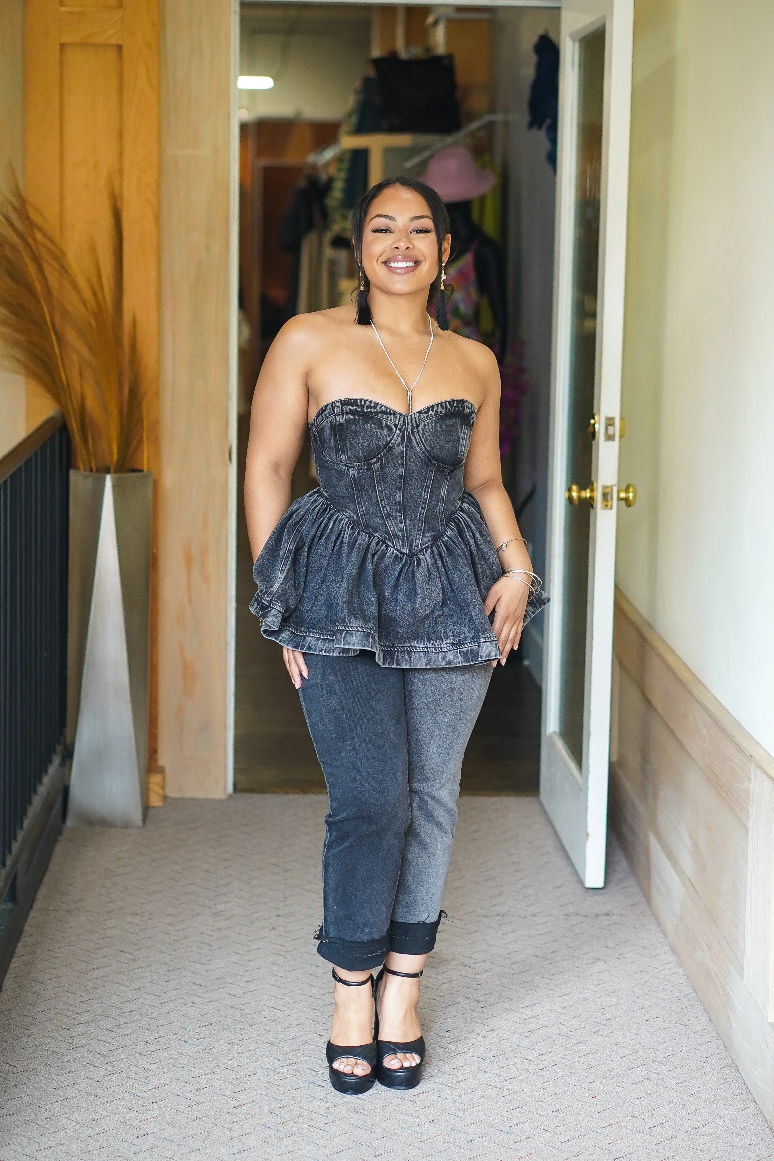 Aurora Denim Washed Tube Top (Avail in Blue & Black)