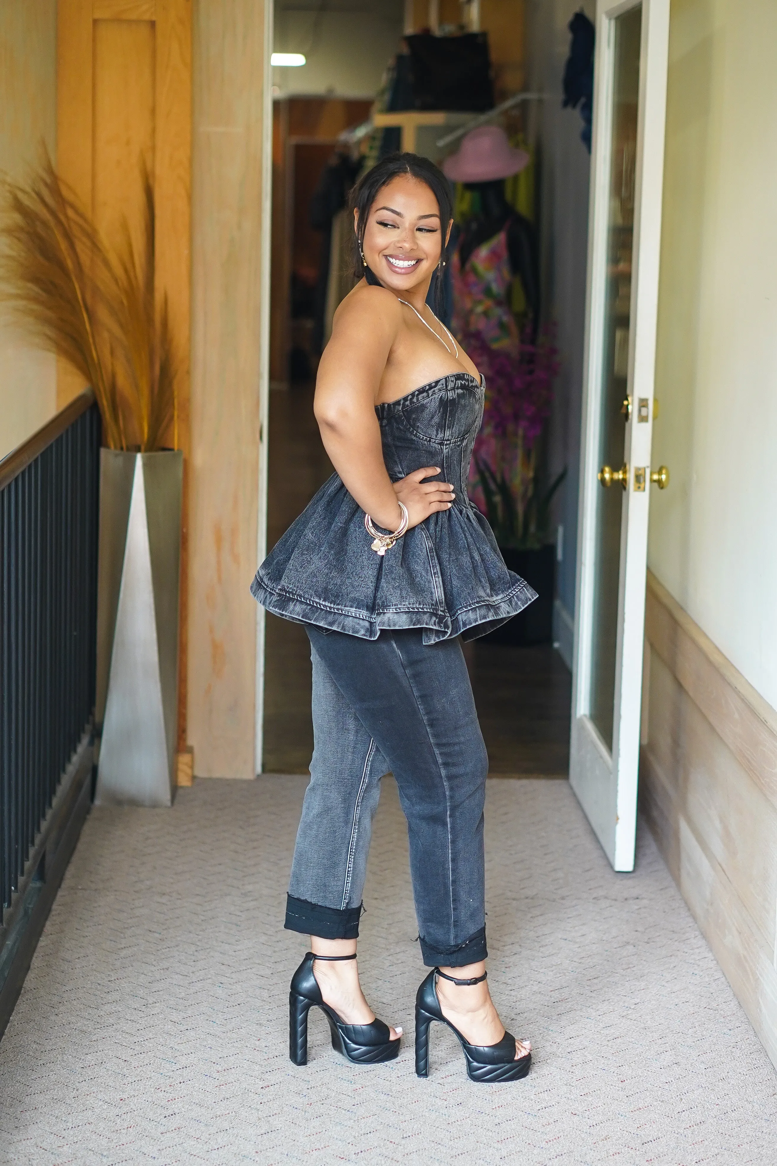 Aurora Denim Washed Tube Top (Avail in Blue & Black)