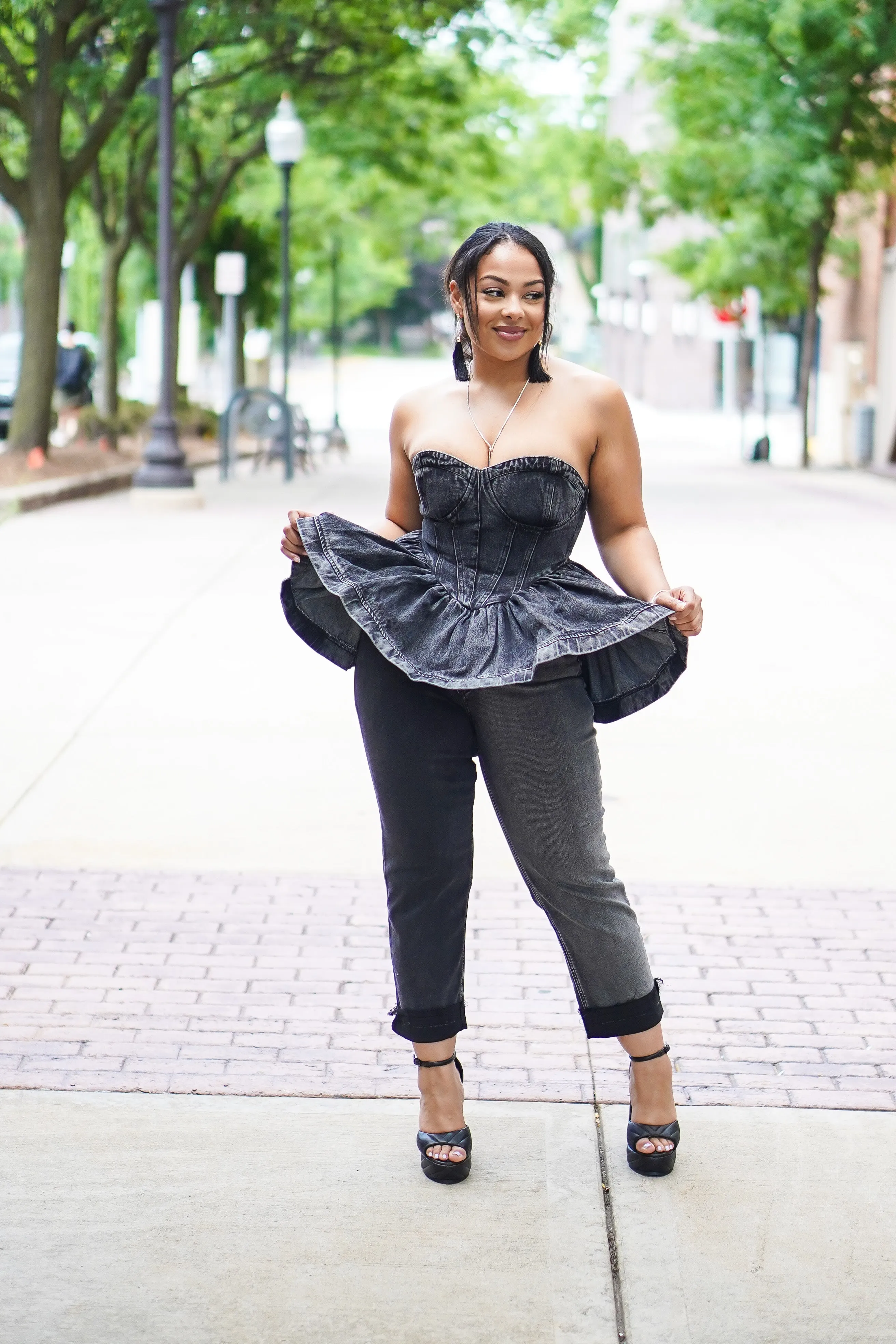 Aurora Denim Washed Tube Top (Avail in Blue & Black)