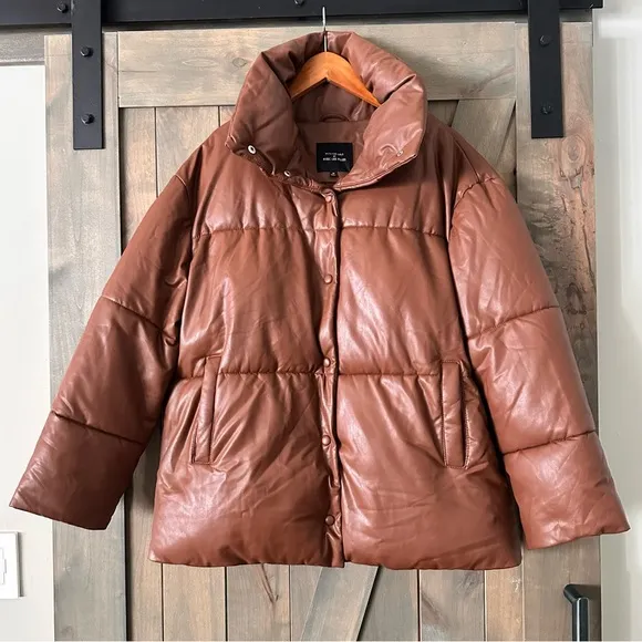 Avec Les Filles Fax Leather Puffer Jacket