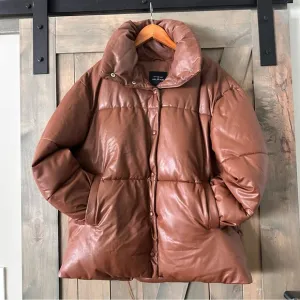 Avec Les Filles Fax Leather Puffer Jacket