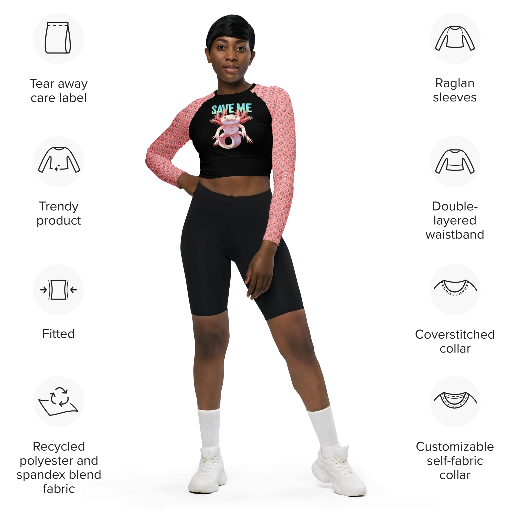 Axolotl Recycled Long-sleeve Crop Top