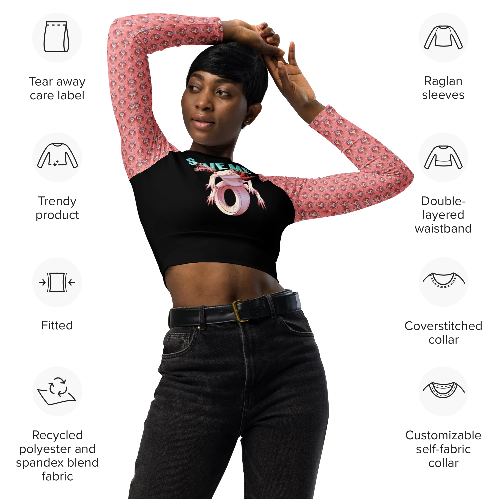 Axolotl Recycled Long-sleeve Crop Top